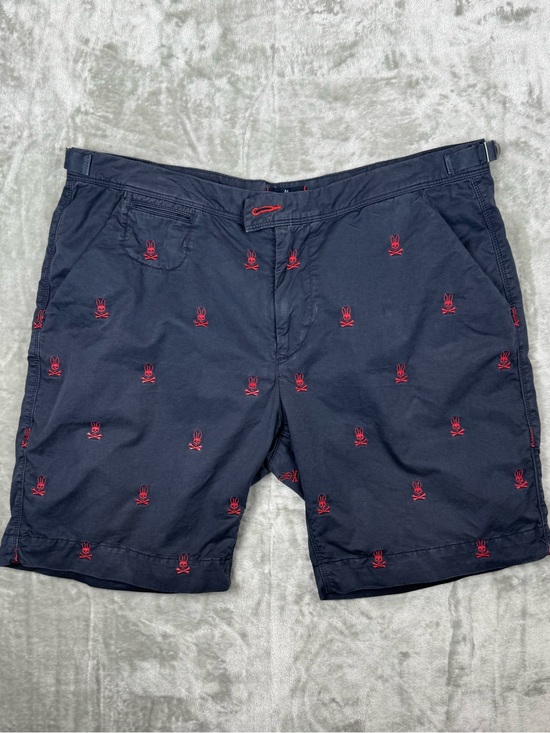 Psycho Bunny Other - Psycho Bunny Men's Navy Chino Shorts Red Embroidery Logo Cotton Size 38 Summer
